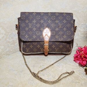 Louis Vuitton Brown Monogram Canvas Satchel with Gold Chain